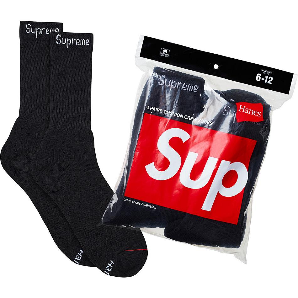 Calcetines Supreme Hanes® Crew Socks (4 Pack) Negras | Supreme 534WY